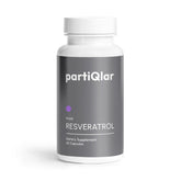 PartiQlar Trans‑résvératrol sur bouteille montrant la pureté et le design du produit.