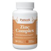 Pattern Wellness Zinc Complex — Emballage pratique pour soutenir l'immunité et le bien-être quotidien.