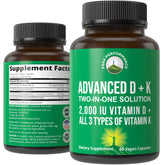 Peak Performance vitamine D et K en bouteille, soutien potentiel des os et du cœur.