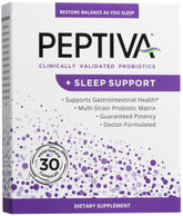 Peptiva: bouteille probiotique, soutien potentiel à la digestion et au sommeil.