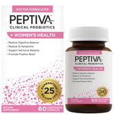 Peptiva Probiotiques, bouteille de capsules, soutien digestif féminin et bien-être.