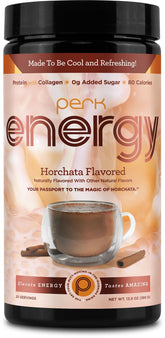 Perk Énergie Horchata en pot, poudre gourmande pour démarrer la journée avec énergie.