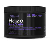 PEScience Haze poudre sommeil en bouteille soutien potentiel au repos nocturne et réveil clair.