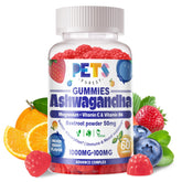 Pets Purest gommes Ashwagandha et D3 — boîte visible, soutien quotidien potentiel.