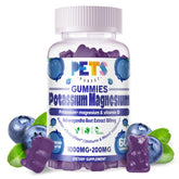 Pets Purest gommes potassium magnésium bleu myrtille, soutien potentiel à la détente musculaire.
