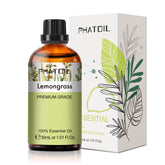 PHATOIL huile lemongrass dans flacon ambré, idéal pour diffusion aromatique.