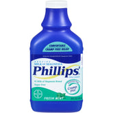 Phillips' Milk of Magnesia bouteille menthe fraîche, soulagement doux pour constipation occasionnelle sans crampes.