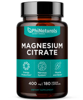 PhiNaturals Magnésium citrate 400 mg — bouteille prête pour une prise quotidienne pratique