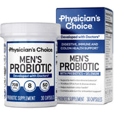 Physician's Choice Probiotiques pour Hommes – bouteille affichant 70 milliards CFU pour la digestion.