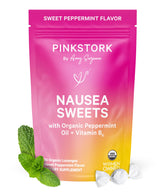 Pink Stork bonbons menthe bio, soutien potentiel au confort digestif pendant la grossesse.