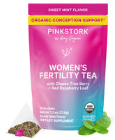 Pink Stork tisane fertilité organique menthe douce: infusion apaisante pour la routine quotidienne.