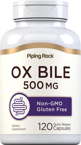 Piping Rock Bile d’Ox 500 mg, capsules faciles à avaler pour votre digestion.