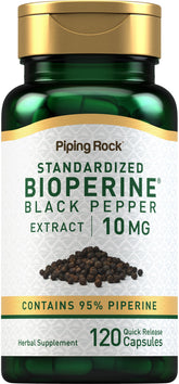 Gélules Bioperine de Piping Rock prêtes à être prises avec le repas