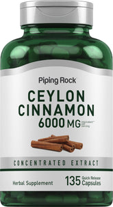 Bouteille Piping Rock Ceylon Cinnamon 6000 mg prête à l usage quotidien.