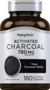 Piping Rock Charbon Actif – capsules 780 mg pour une absorption naturelle.