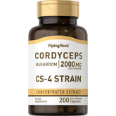 Capsules Cordyceps Piping Rock, format 200, ingestion facile au quotidien.