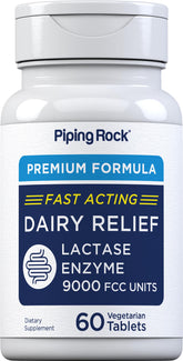 Piping Rock Dairy Relief pilules 9000fcc, action rapide pour le confort digestif.
