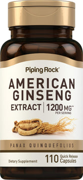 Piping Rock Ginseng Américain – capsules pratiques pour une routine quotidienne.