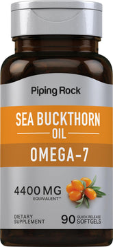 Piping Rock huile d'argousier en capsules, utilisation quotidienne pratique et naturelle.