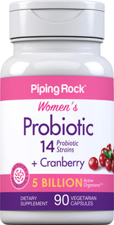 Piping Rock Probiotiques Canneberge – bouteille 90 capsules, soutien quotidien du microbiote.