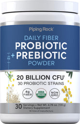 Piping Rock Poudre Probiotiques et Prébiotiques – bouteille prête à mélanger pour boissons quotidiennes.