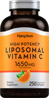 Piping Rock Vitamine C liposomale – bouteille pratique pour absorption rapide.