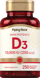 Piping Rock Vitamine D3 – bouteille de capsules molles prête à l usage quotidien