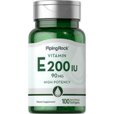 Vitamine E 200 UI de Piping Rock, capsules molles gélifiées faciles à avaler.