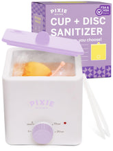 Pixie Cup Sterilisateur – couvercle et eau bouillante pour un nettoyage rapide sans produits chimiques.