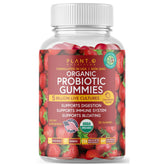 Gommes probiotiques Plant.O Nutrition bio fraise photo d'emballage – douceur et digestion potentielle.