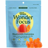 Plant People WonderFocus gomme-lion-mane sur bouteille vue, soutien potentiel à la concentration.