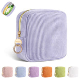 Playexen sac velours côtelé lilas, rangement élégant pour hygiène et accessoires.