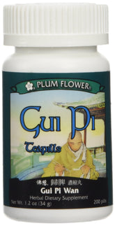 Gui Pi Wan Plum Flower: bouteille de pilules soutenant le Qi et le sang selon la MTC.