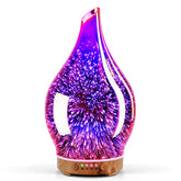 Porseme diffuseur d'huile en verre rose doré avec effet feu d'artifice 3D.
