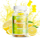 Gommes citrate de potassium dans une bouteille, soutien potentiel de l'équilibre électrolytique.
