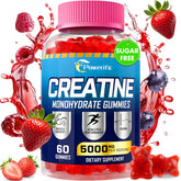 Powerific gommes créatine monohydrate, boîte de 60, pratique et portable