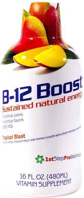 1st Step B-12 liquide Tropical Blast – bouteille de 16 onces, énergie naturelle sans caféine pour la journée