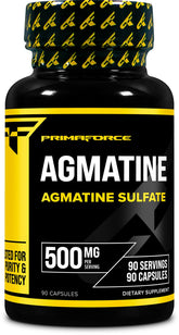 Primaforce Agmatine Sulfate, bouteille de 500 mg et 90 gélules, dosage pratique.