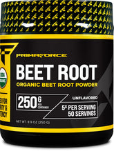 Poudre de betterave Primaforce dans son emballage 250 g, pratique pour l’apport nutritionnel quotidien.