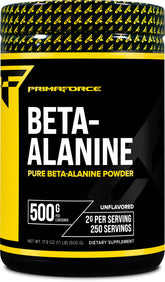Primaforce bêta-alanine en poudre prête pour préentraînement mélangée à une boisson.