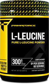 Poudre Primaforce L‑Leucine pure dans le pot prête à être mélangée pour l’entraînement