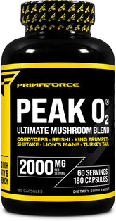Primaforce Peak O2 capsules montrant le mélange puissant pour endurance et énergie pendant l’entraînement.