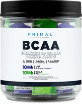 Primal BCAA Framboise Bleue – sachet rafraîchissant pour l'entraînement.