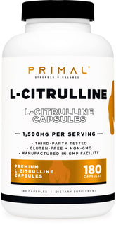 Primal L-Citrulline : bouteille de capsules prête à soutenir votre énergie au quotidien.