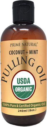 PRIME NATURAL Huile tirage Coco Menthe, flacon 8oz prêt pour l'hygiène buccale.