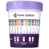 Prime Screen test urinaire 14 drogues, pack pratique et fiable.