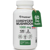 PRISTINE'S Cordyceps Capsules, flacon de capsules, énergie naturelle potentielle