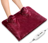 Chauffe-pieds PROALLER en flanelle rouge sur canapé, réconfort doux.