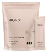 ProMix Nutrition Electrolytes emballage pêche blanche, pratique pour hydratation en déplacement.