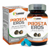 Prosta Eros: bouteille de capsules bleues et soutien prostatique potentiel.
